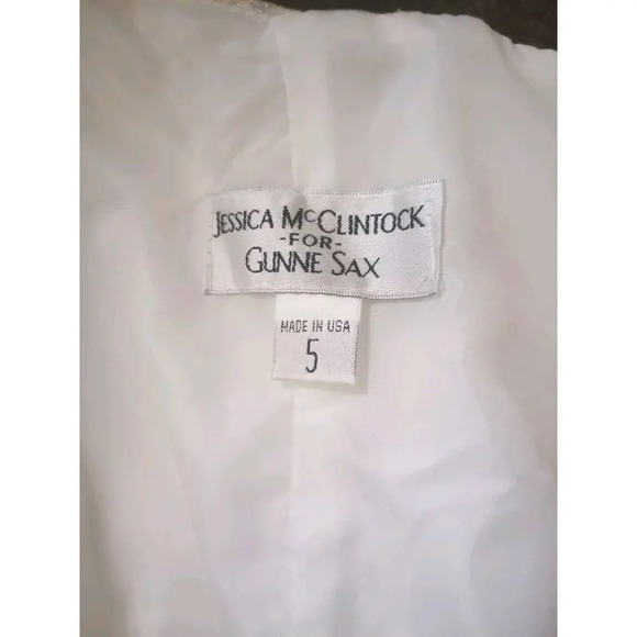 JESSICA McCLINTOCK FOR GUNNE SAX Bubble Dress Sz 5 White Mini Strapless Wedding - Picture 7 of 13